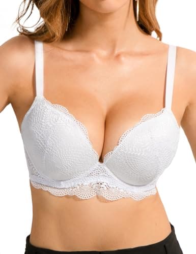 Crushnow Women's Push Up Lace Bra with Underwire Support