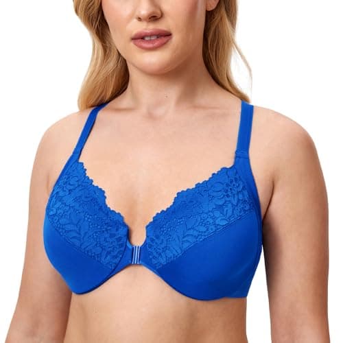 Delimira Women's Plus Size Full Coverage Lace Underwire Racerback Bra