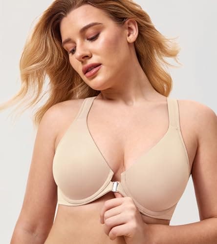 Delimira Women's Front Closure Plunge Bra with Underwire B-H Cups