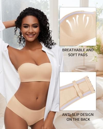 WOWENY Wireless Silicone Bandeau Bra for Women