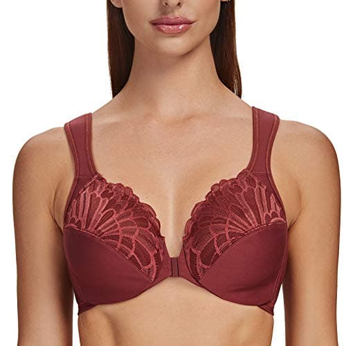 MELENECA Women's Plus Size Front Closure Underwire Bra