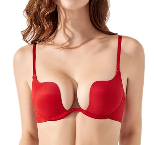 ZUKULIFE Women's Deep U Plunge Push-Up Convertible Bra
