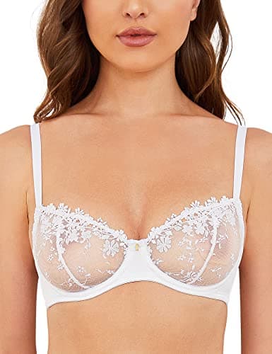Wingslove Demi Mesh See-Through Bralette with Embroidery