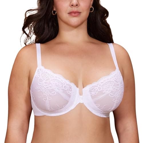 DELIMIRA Plus Size Front Closure Lace Plunge Underwire Bra