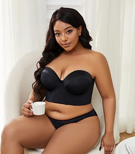 SEA BBOT Women's Longline Strapless Full Coverage Corset Bra Hide Back Fat