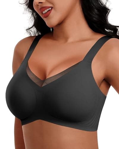 HORISUN Seamless Mesh Lace Bras for Women Wireless Full Coverage Deep V Bralettes