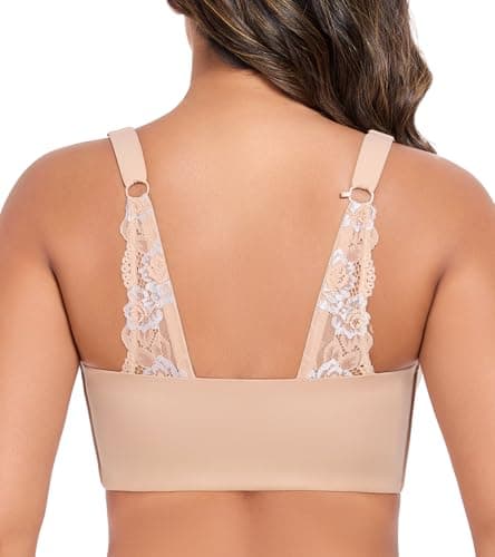 DotVol Women's Wireless Scalloped Lace Racerback Comfort Bra