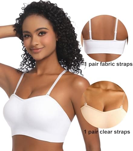 PRETTYWELL Padded Bandeau Bra for Women Non-Slip Wireless Comfort