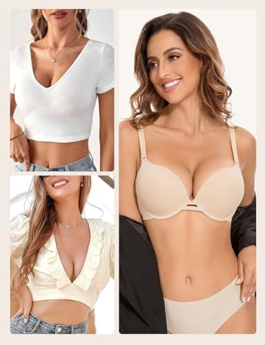 YBCG Push Up Plunge Bra with Seamless Underwire for Women