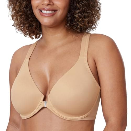Delimira Women's Front Closure Plunge Racerback Bra B-H Cups