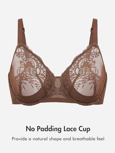 DELIMIRA Plus Size Front Closure Lace Plunge Underwire Bra
