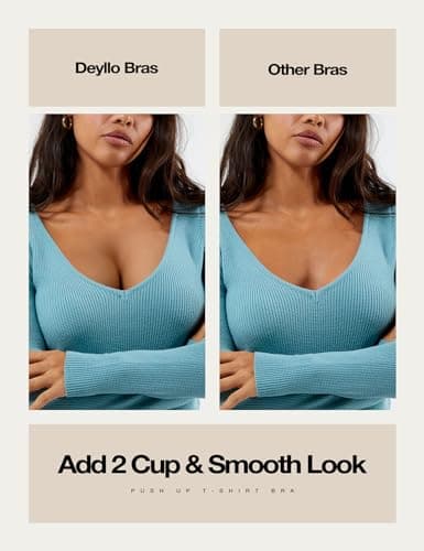 Deyllo Women's Push Up Underwire Super Padded T-Shirt Bra Add Two Cups