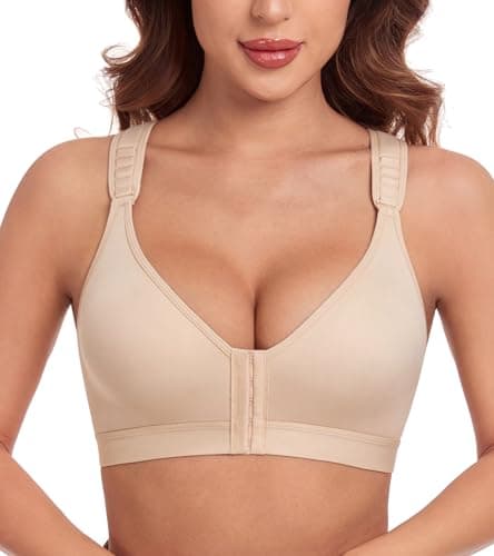 HACI Non-Padded Wire-Free Racerback Mastectomy Bra with Front Closure