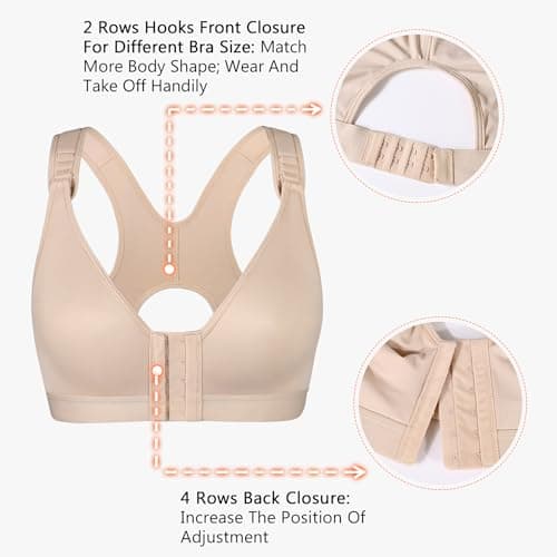 HACI Non-Padded Wire-Free Racerback Mastectomy Bra with Front Closure
