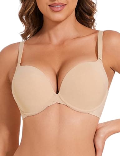 Upushall Push Up Padded Plunge Bra for Women Add Up to One Cup Size