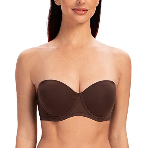 MELENECA Plus Size Strapless Bra with Underwire for Large Bust Back Smoothing
