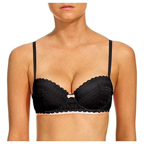 Undies.com Women's Geometric Lace Balconette Push Up Bra