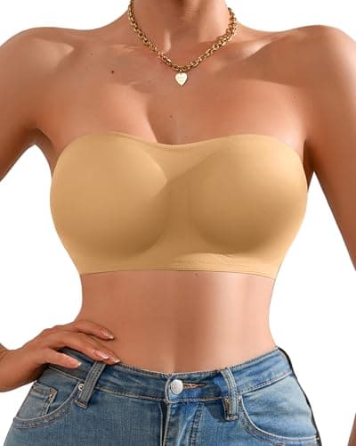 DEANGELMON Non-Slip Silicone Padded Strapless Bra for Women