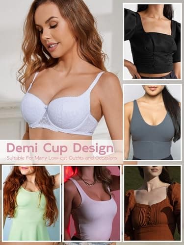 IHOIU Women's Sexy Push Up Balconette Brassiere Underwire Lace