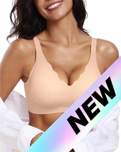 OEAK Women's Comfortable Wireless Push Up Bralette Scalloped V-Neck Coverage