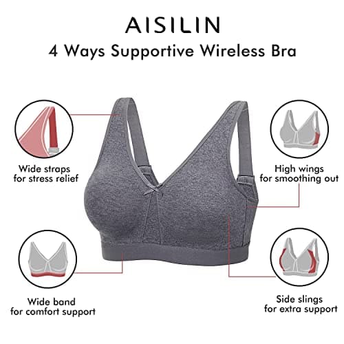 AISILIN Women's Wireless Plus Size Sleep Bra