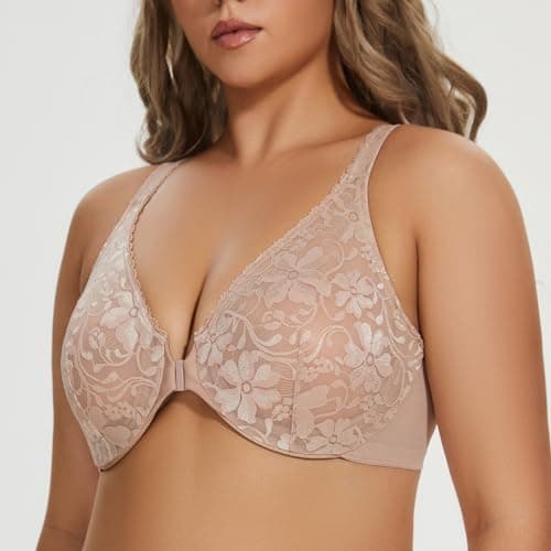 MELENECA Women's Plus Size Lace Underwire Bra