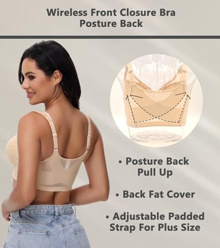 Oscrenia Plus Size Back Support Bra with Front Closure