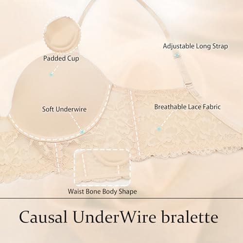 Arm Ma Low Cut Padded Push Up Plunge Bralette Underwire