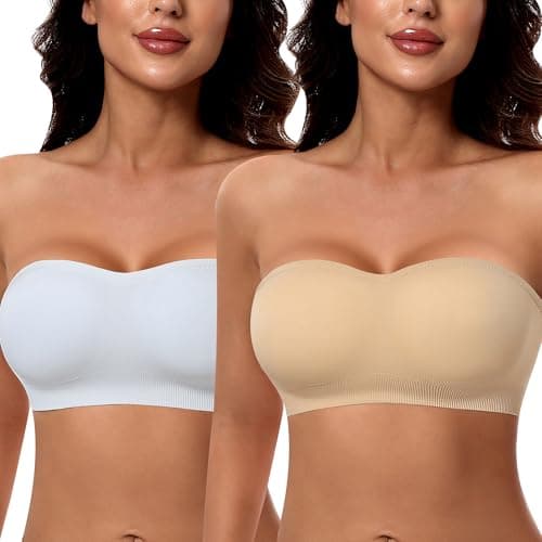 DOCUMO Women's Padded Strapless Silicone Bra