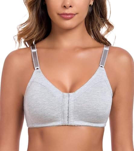 HACI Women's Wirefree Cotton Bralette with Front Closure