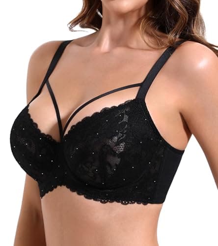 HACI Sparkly See-Through Underwire Bras for Plus Size Women