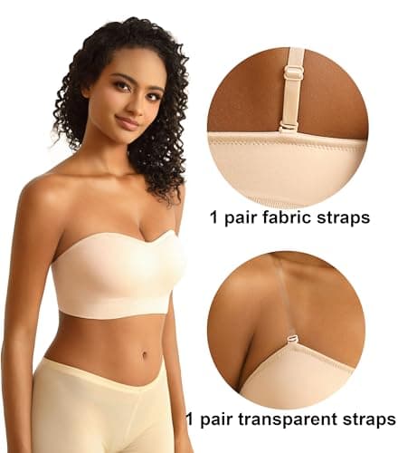PRETTYWELL Wireless Padded Strapless Bra for Women