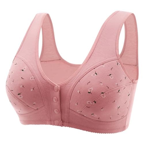 LIKEOULI Breathable Daisy Push Up Bra for Older Women with Snaps