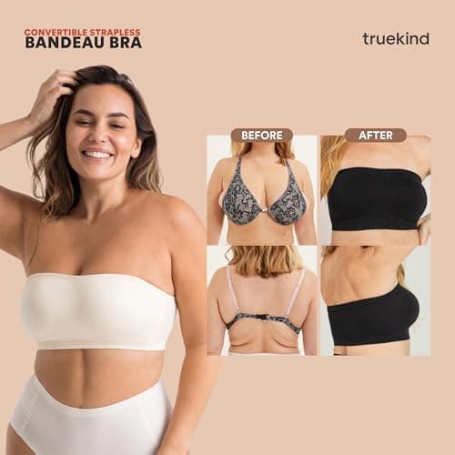 Truekind Wireless Strapless Bra, Plus Size Tube Top for Women