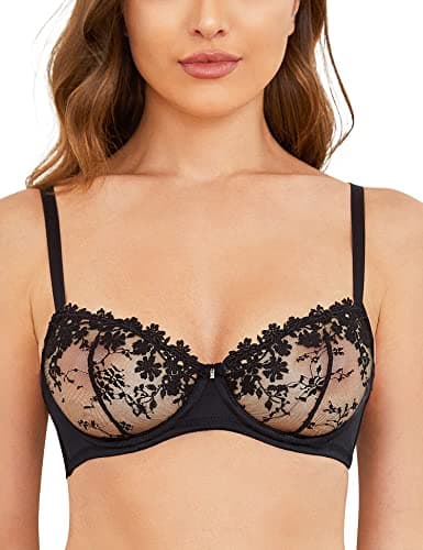 Wingslove Demi Mesh See-Through Bralette with Embroidery