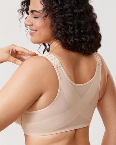 DELIMIRA Plus Size Women's Front Closure Underwire Seamless Posture Bra B-H