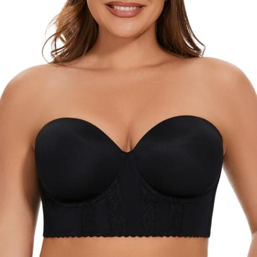 COOVOICE Longline Strapless Bra Hides Back Fat Seamlessly