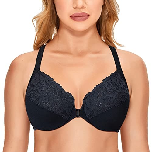 Delimira Women's Plus Size Full Coverage Lace Underwire Racerback Bra