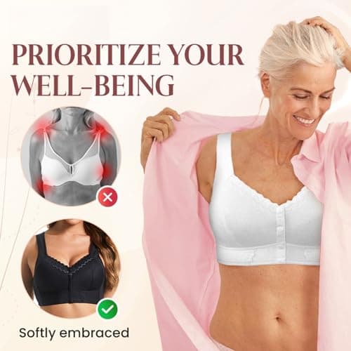 FHTECO Thin Cup Wireless Bras for Older Women