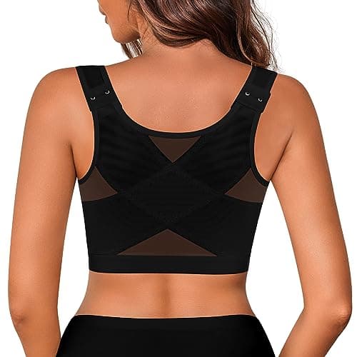IROCUE Women's Posture Corrector Bra with Back Support and Nipple Covers