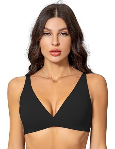 Gnowann Women's Deep V-Neck Plunge Bra with Padded Low Back Adjustment