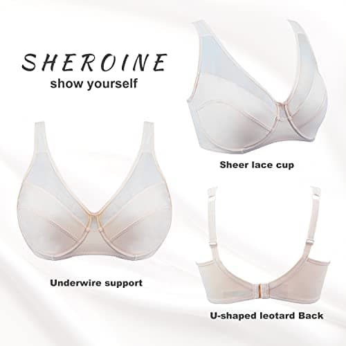 Sheroine Women's Plus Size Minimizer Lace Bra