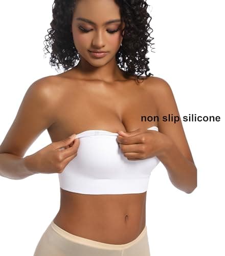 PRETTYWELL Padded Bandeau Bra for Women Non-Slip Wireless Comfort
