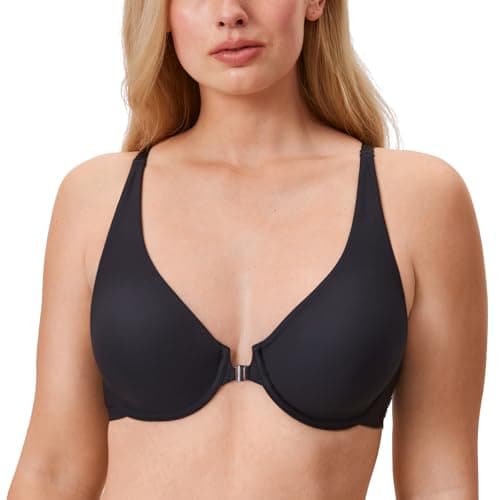 DELIMIRA Plus Size Plunge Underwire Front Closure Seamless Bra