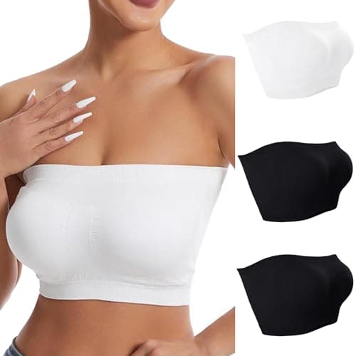 3 Pack Stretch Tube Top Bralette for Women Non Padded Non Slip Seamless