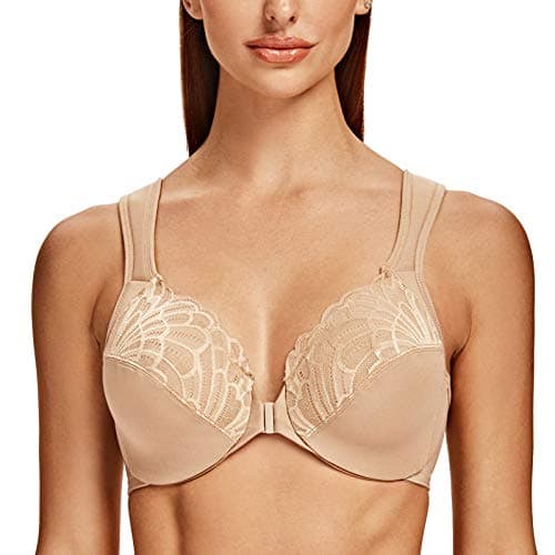 MELENECA Women's Plus Size Front Closure Underwire Bra