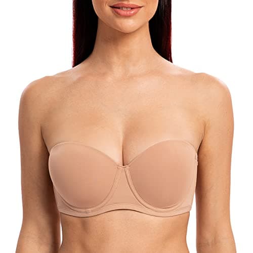 MELENECA Plus Size Strapless Bra with Underwire for Large Bust Back Smoothing
