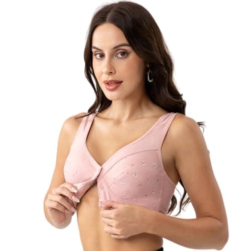YVIVMEIE Women's Full Coverage Sports Bra with Front ClosureComfort Daisy Design