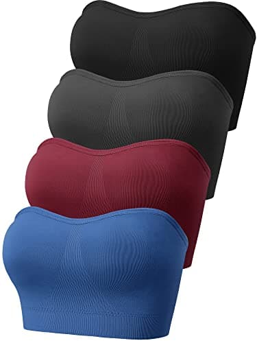 Geyoga 4 Pack Women's Non-Slip Padded Bandeau Sports Bralette