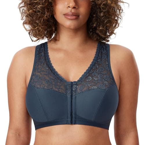 Delimira Plus Size Front Closure Racerback Lace Bra